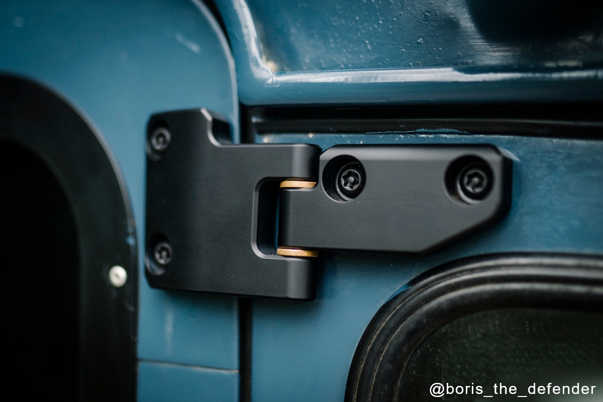 Defender Billet Aluminium Rear Full Door Hinge Set Black EXT014140 Exmoor Rimmer Bros